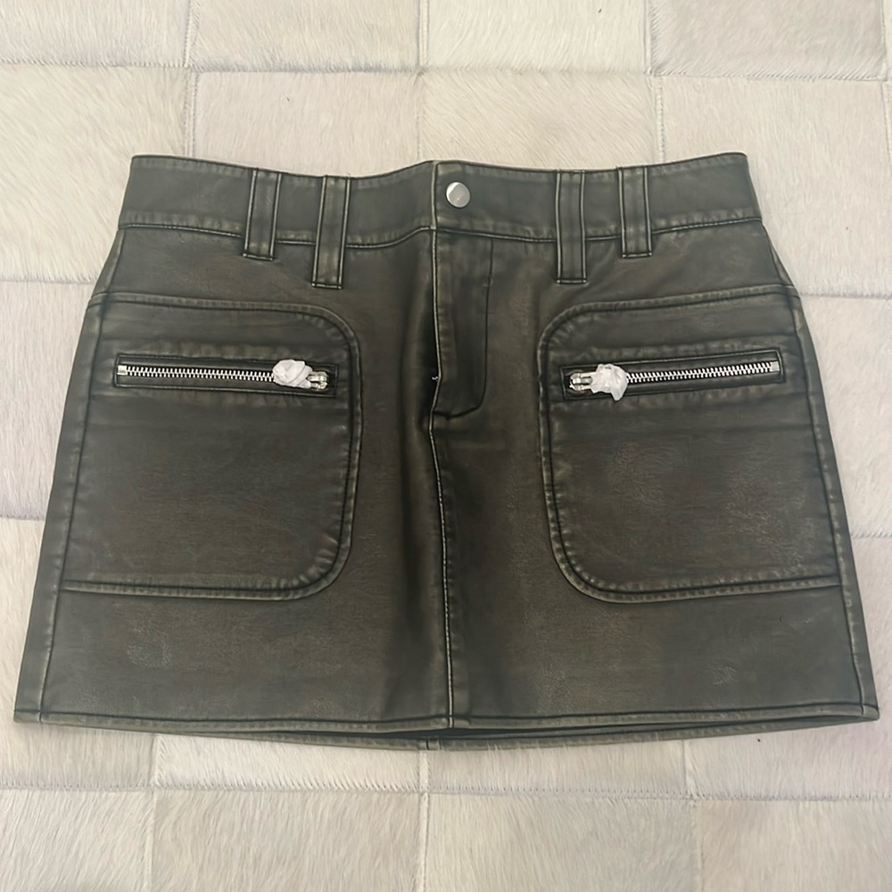 MANGO Faux Leather Mini Skirt